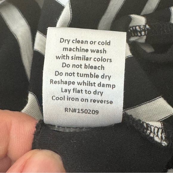 LA LIGNE Striped Cotton Tee Crewneck Elbow-Length Sleeves Black & White Size XS - Picture 15 of 16